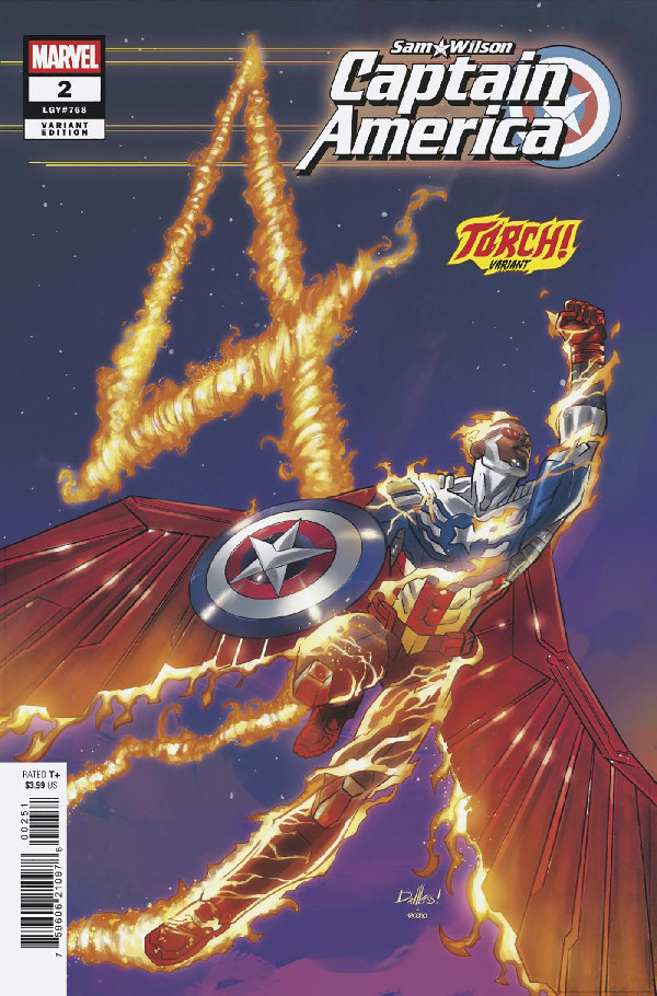 SAM WILSON, CAPTAIN AMERICA 2 DAVID MESSINA TORCH! VARIANT