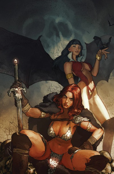 RED SONJA VAMPIRELLA 1 GERALD PAREL NYCC 2019 KIRBY'S COMIC ART EXCLUSIVE