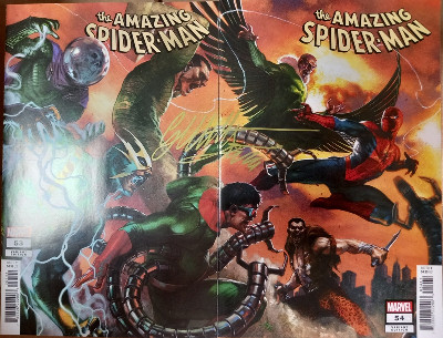 AMAZING SPIDER-MAN 53 & 54 GABRIELE DELL'OTTO CONNECTING VARIANT SET WITH CONNECTING SIGNATURE