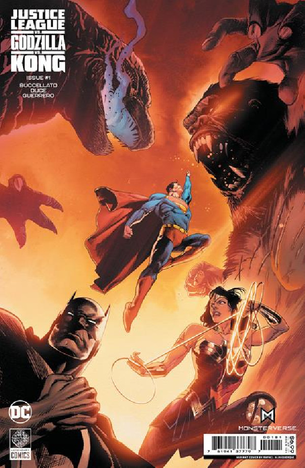 JUSTICE LEAGUE VS GODZILLA VS KONG 1 (OF 6) CVR E RAFAEL ALBUQUERQUE FOIL VAR