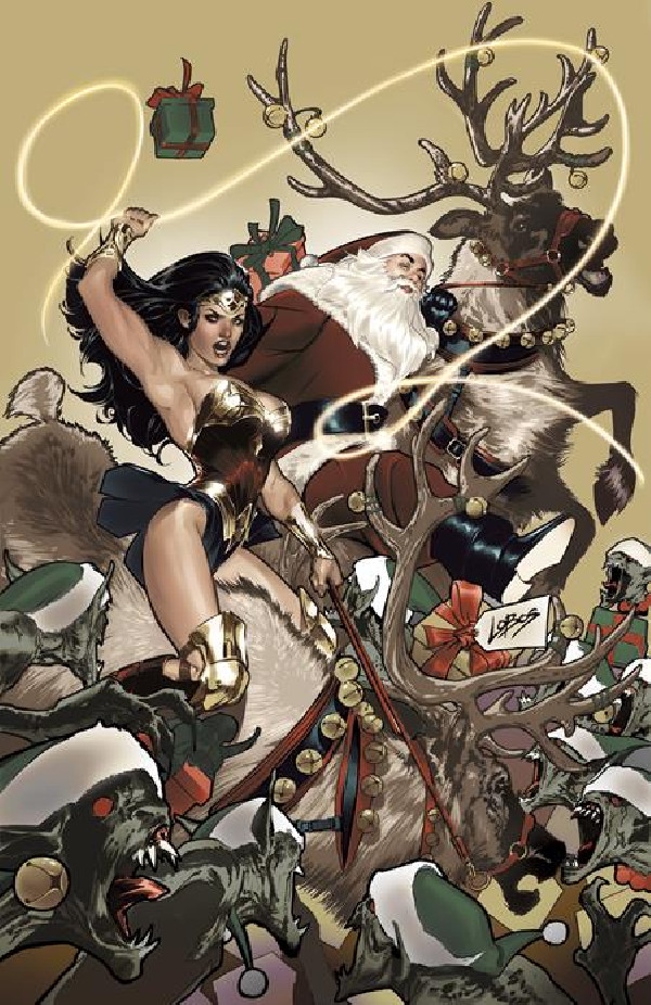 WONDER WOMAN 4 CVR D PABLO VILLALOBOS SANTA CARD STOCK VAR